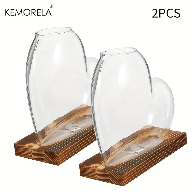 Hydroponic Glass Vase with Wooden Stand – Indoor Plant Propagation