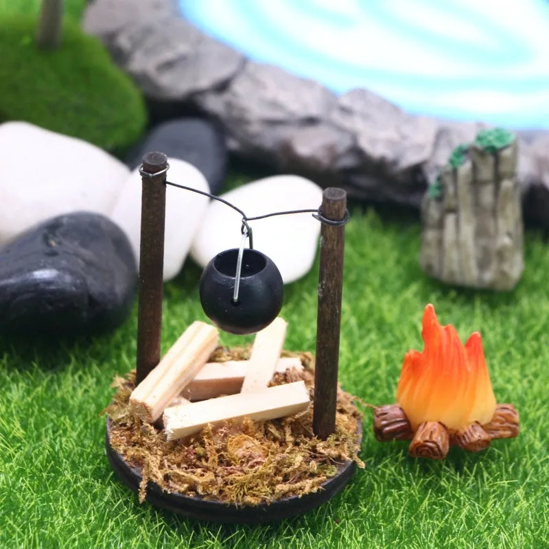 Resin Miniature Campfire Figurine | Micro Bonfire Ornament