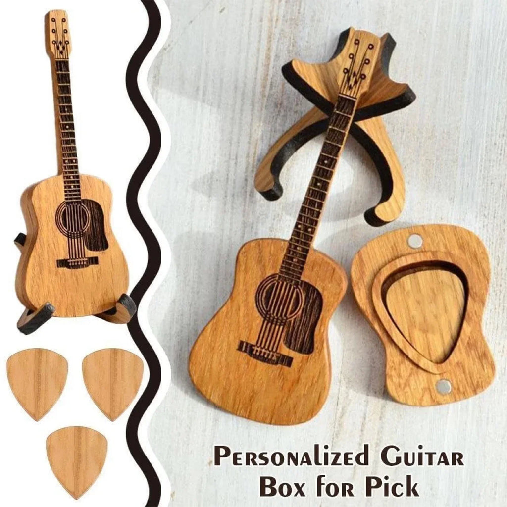 Personalized Wooden Guitar Pick Box Standard Engraved Picks Lovers