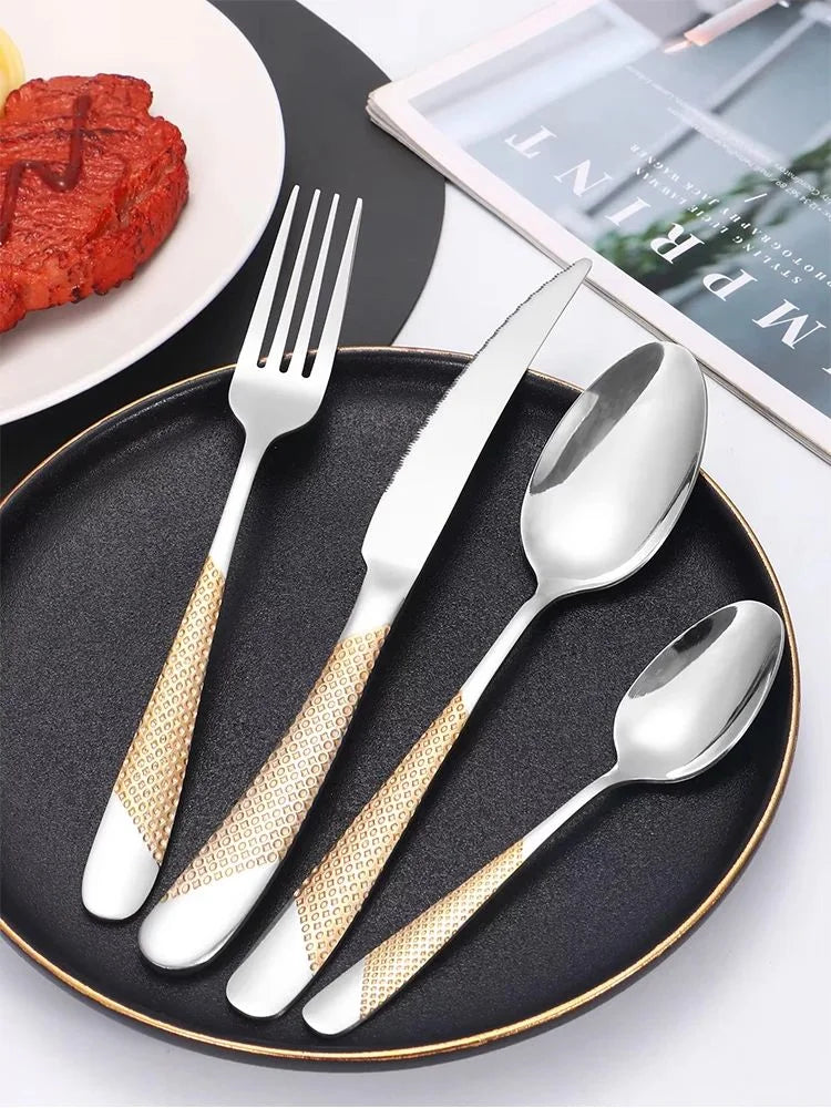 24-Pc Star Diamond Stainless Steel Cutlery Set – Knife Fork Spoon