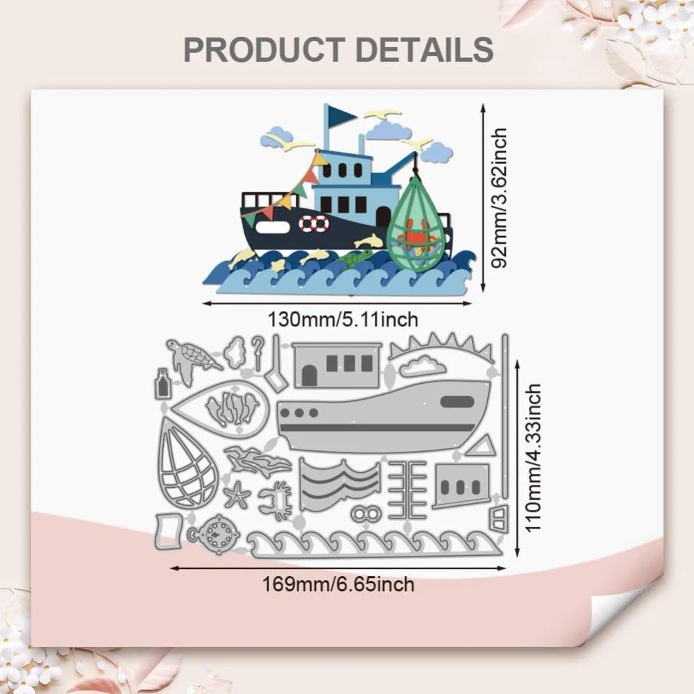 Sailing Ship Metal Cutting Dies – Nautical Scrapbooking Stencil