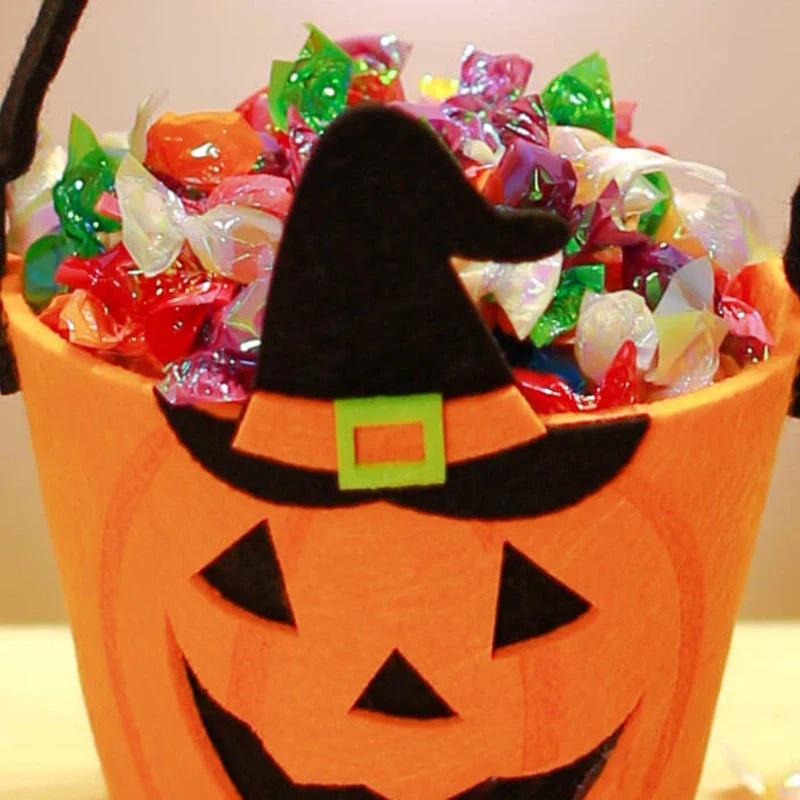 Halloween Theme Candy Bucket Bag Portable Basket Kids Trick Supports