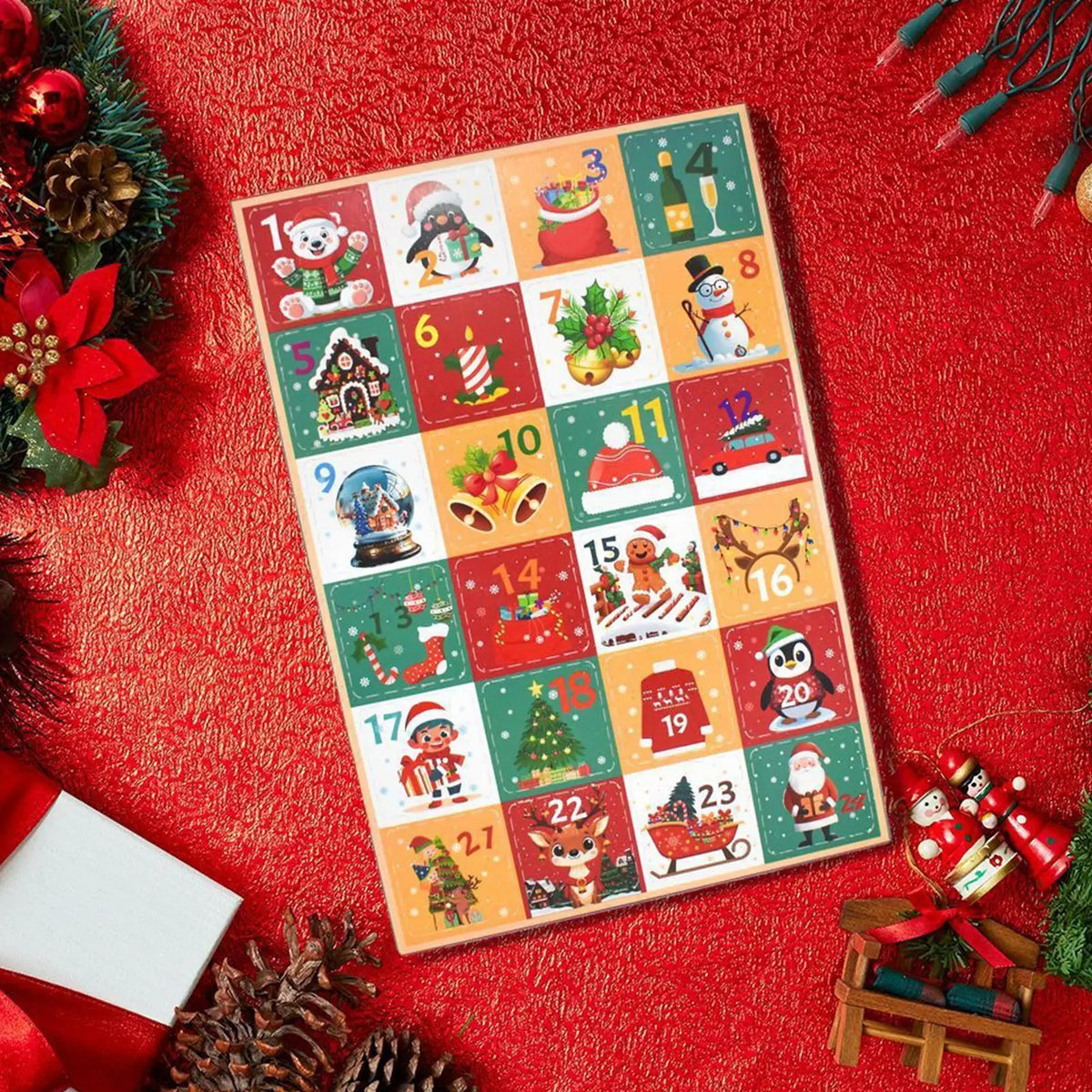 24-Day Countdown Calendar Set – 5 Festive Empty Boxes