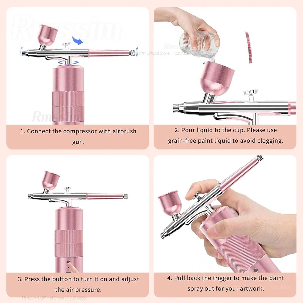 Portable Airbrush Kit with Compressor – Nail Art & Crafts