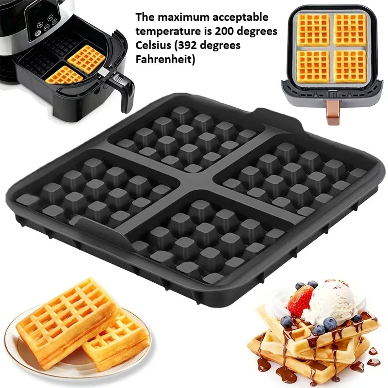 Square Waffle Maker Mold Air Fryer Non-stick Baking Tray Compatible