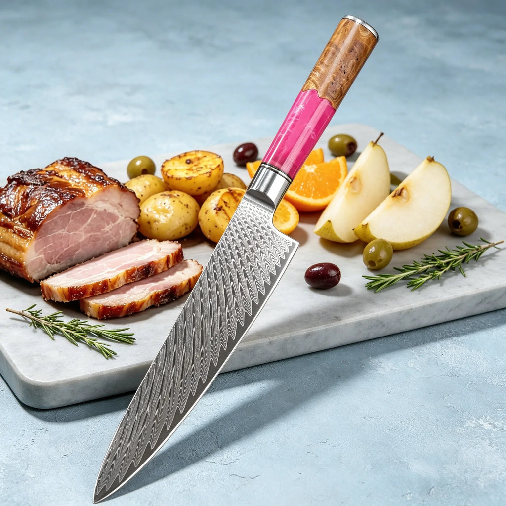 Damascus Steel Chef Knife – 19.4cm Blade for Kitchen & Cooking