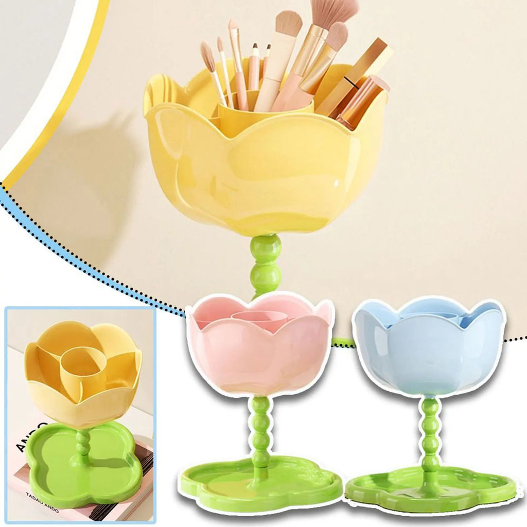 Flower Double-Layer Key Dish Tray & Decorative Desk Rack