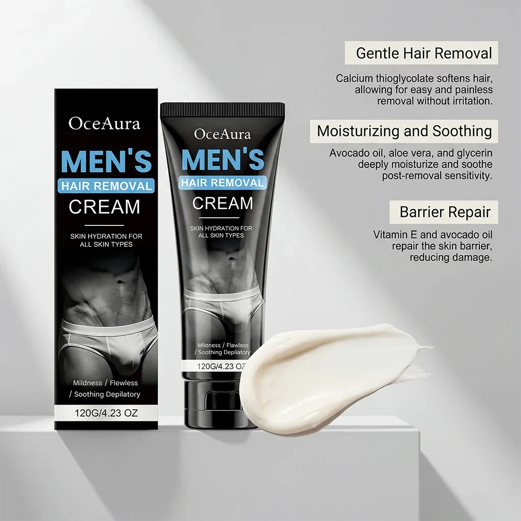 OceAura Men's Painless Hair Removal Cream – Body Depilatory
