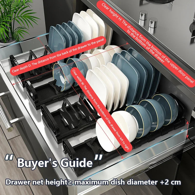 Kitchen Cabinet Dish Rack & Plate Divider Organizer