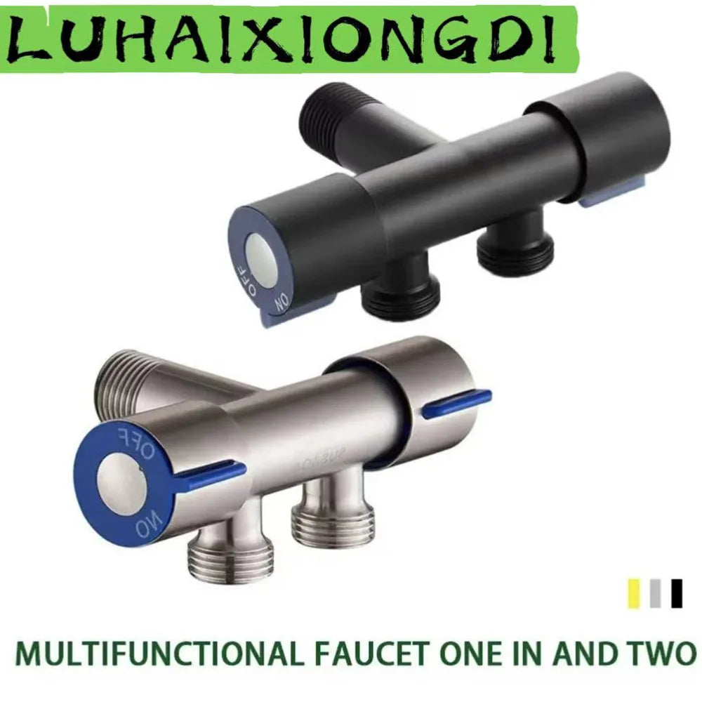 Stainless Steel 1-In 2-Out Angle Valve | Dual Outlet Water Tap