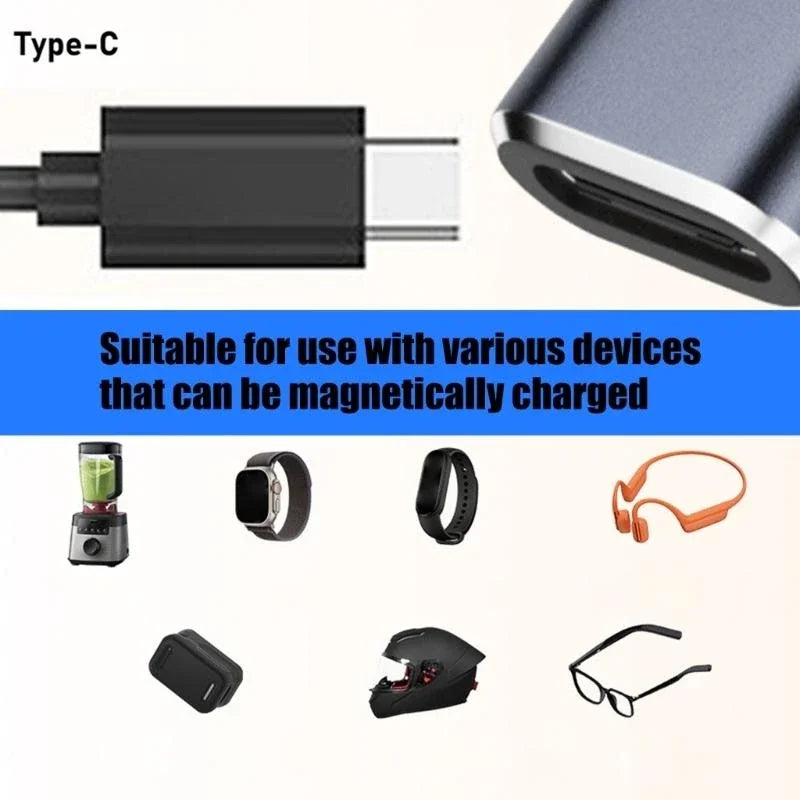 USB-C to 2-Pin 2.8mm Smartwatch Charging Adapter with LED