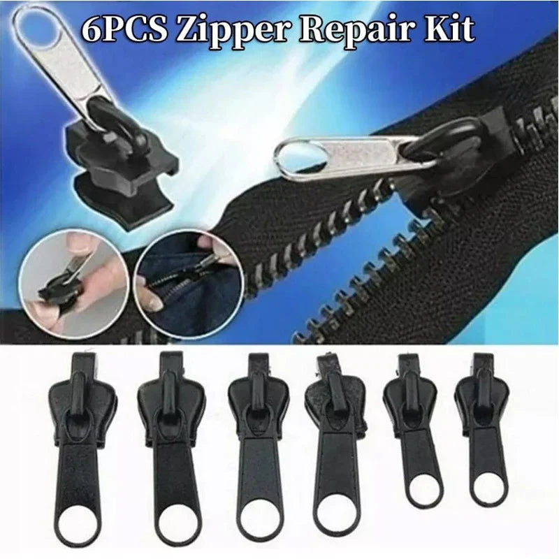 6-Piece Universal Zipper Repair Kit – Sizes 3#, 5# & 7#