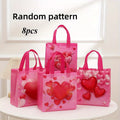 Pink Heart Non-Woven Tote Bags – 8pc Reusable Gift Bags