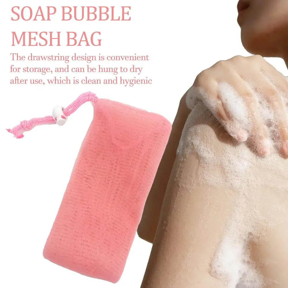 Exfoliating Mesh Soap Bag – Drawstring Foaming Net Shower Pouch