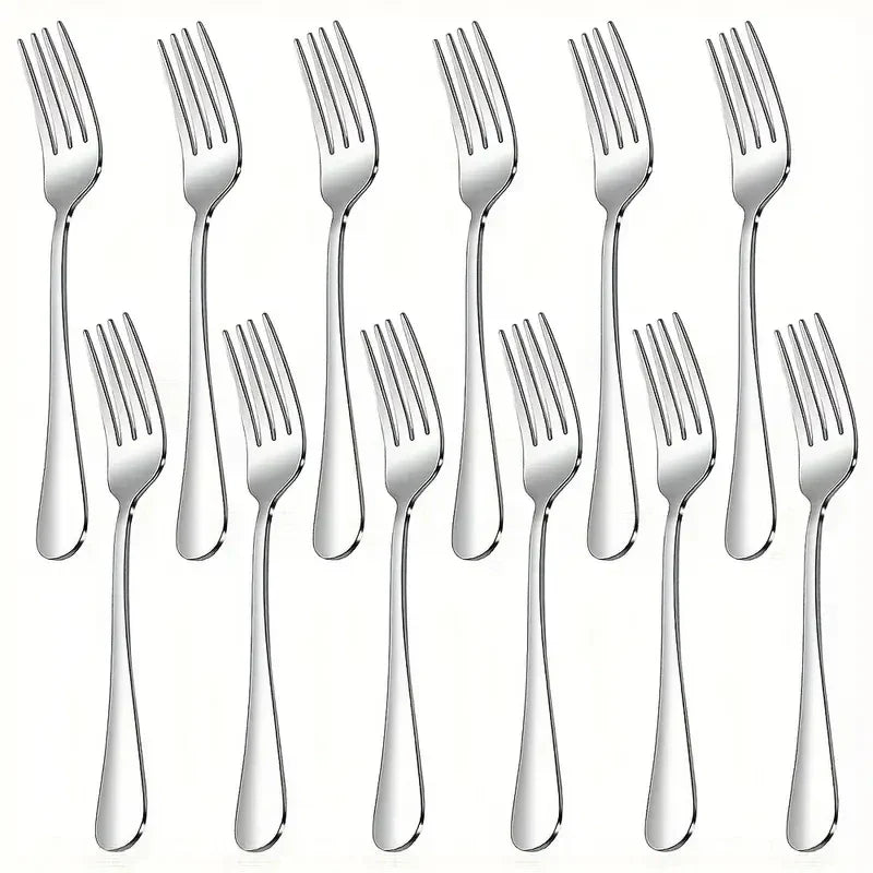 12-Piece Stainless Steel Fork Set – Dinner, Salad & Dessert