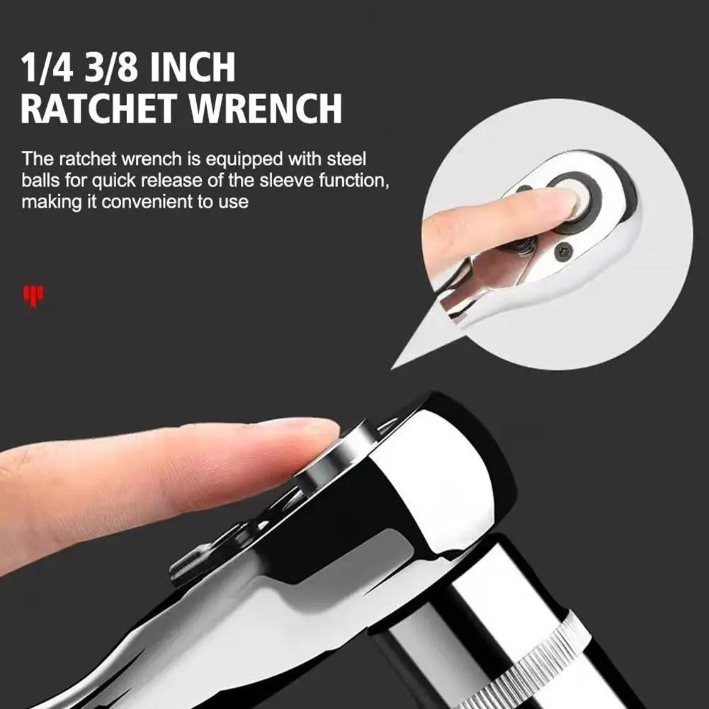 Quick Ratchet Wrench 1/4" 3/8" 1/2" Chrome Vanadium Steel Tool