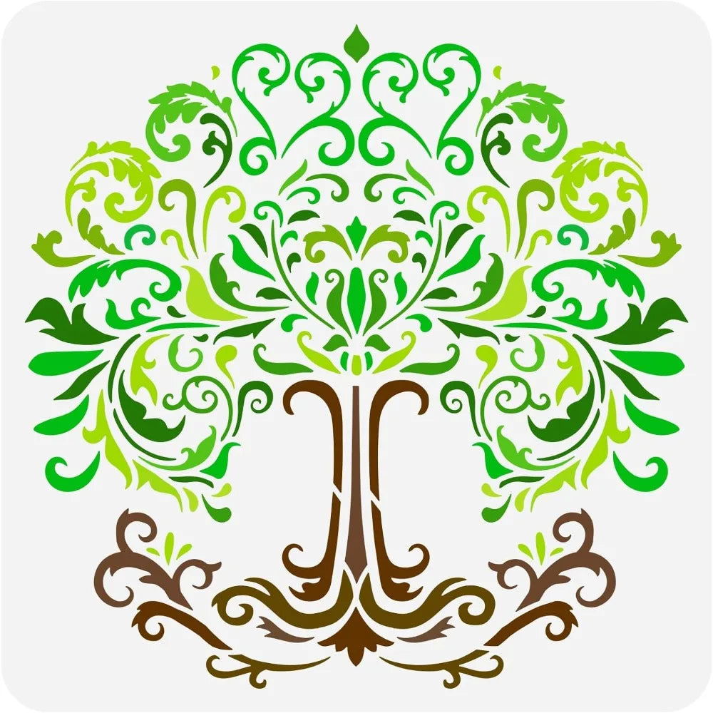 Tree of Life Stencil 11.8" – Reusable Damask DIY Craft Template