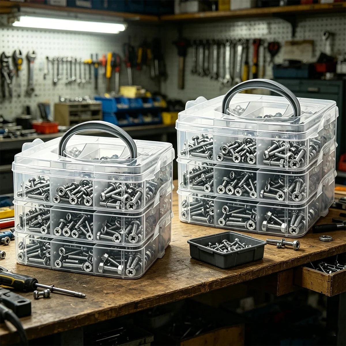 Stackable Plastic Hardware Accessory Storage Boxe Multi-layer