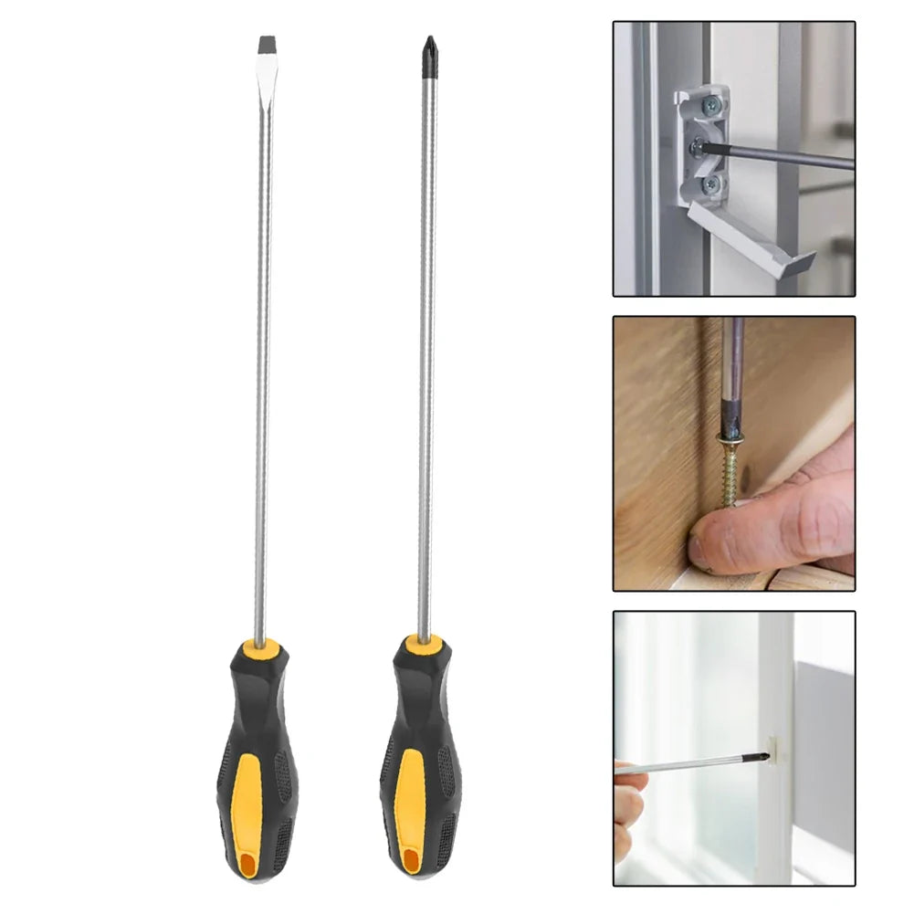 250mm Magnetic Screwdriver – Slotted & Cross Head, Rubber Grip