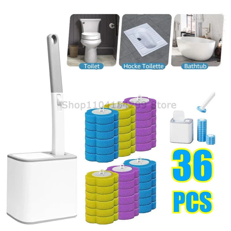 Disposable Toilet Brush Kit | Long Handle & Wall Mount