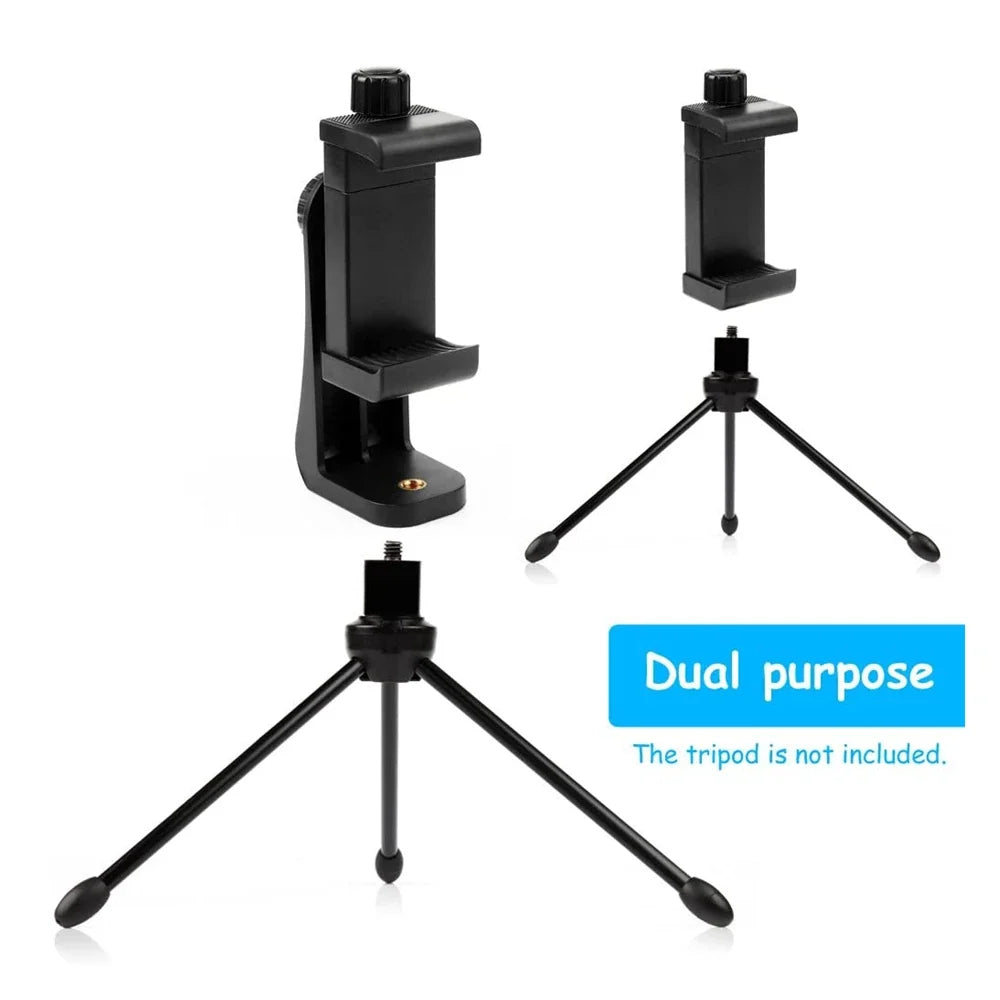 360° Phone Clip Tripod Mount Adapter – Universal 1/4 Screw