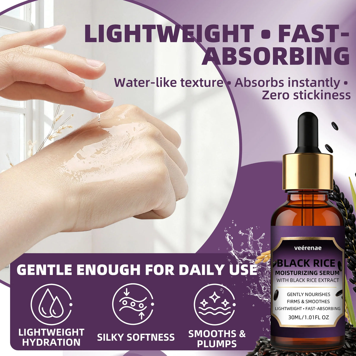 Veérenae Black Rice Moisturizing Face Serum – All Skin Types