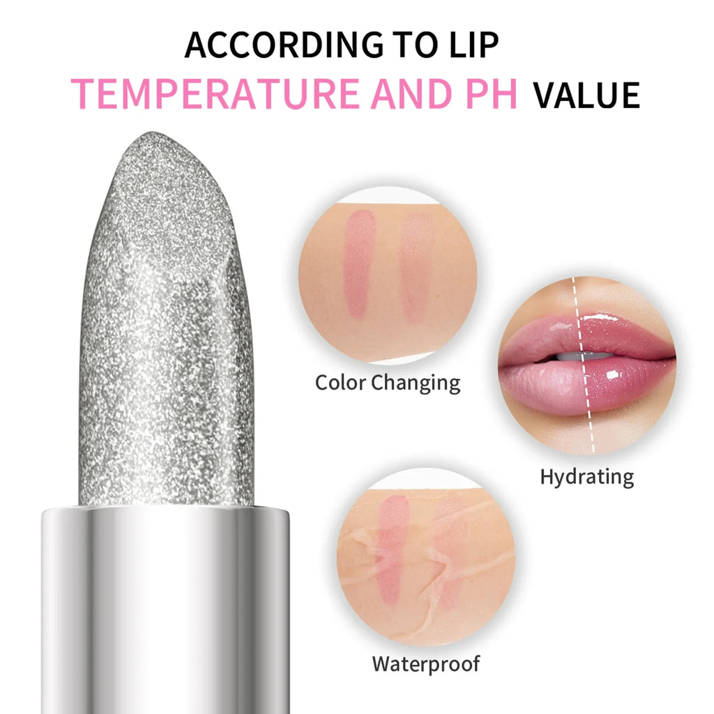 QIC Color-Changing Glitter Lipstick – Matte Waterproof Lip Tint