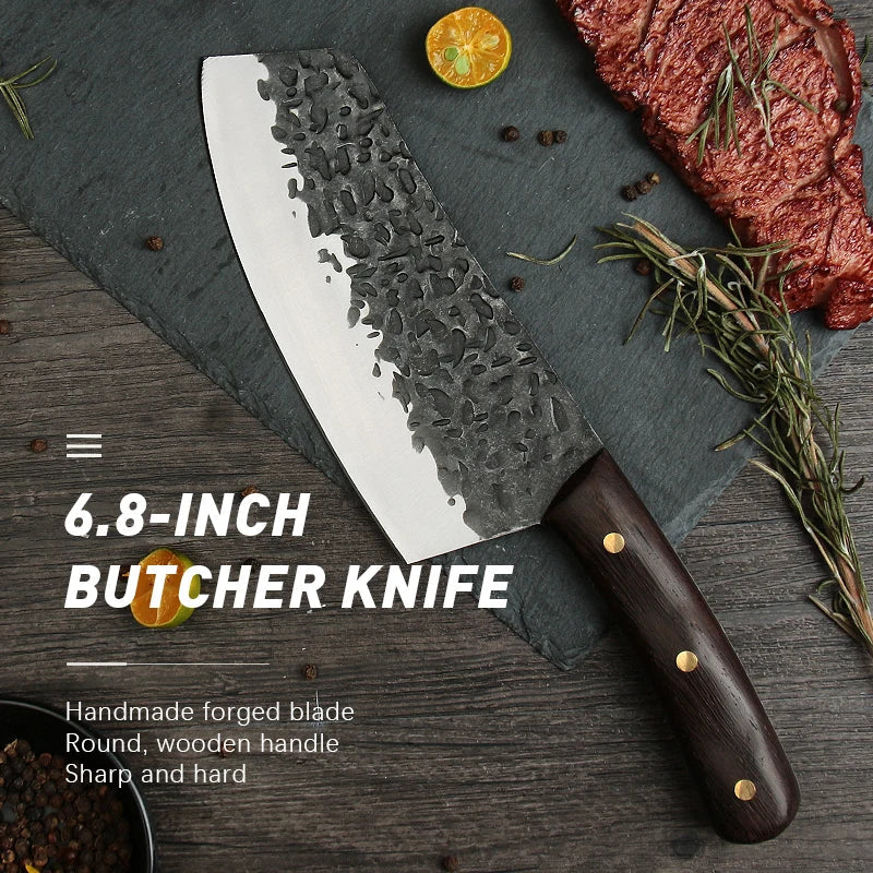 Forged Kiritsuke Chef Knife – 4Cr13Mov Steel & Wood Handle
