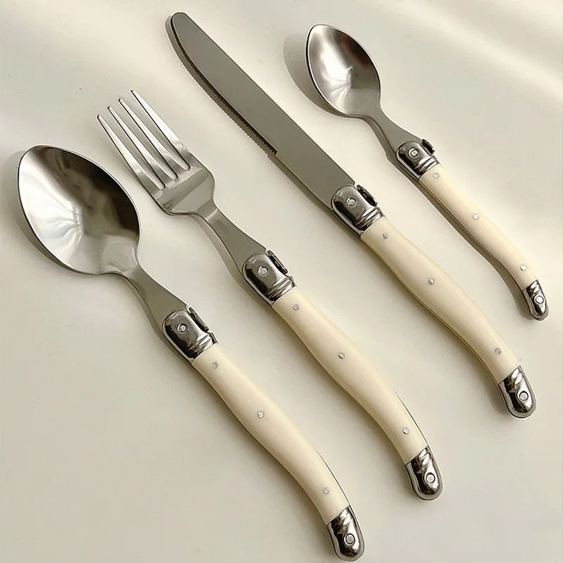 6-Piece Laguiole Stainless Steel Cutlery Set – Knives Forks Spoons