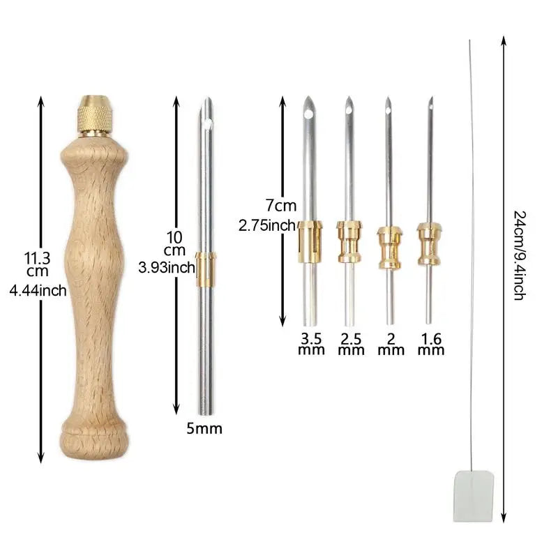 Punch Needle Kits Wooden Handle Pen Embroidery Tools 5 3 2 Needles