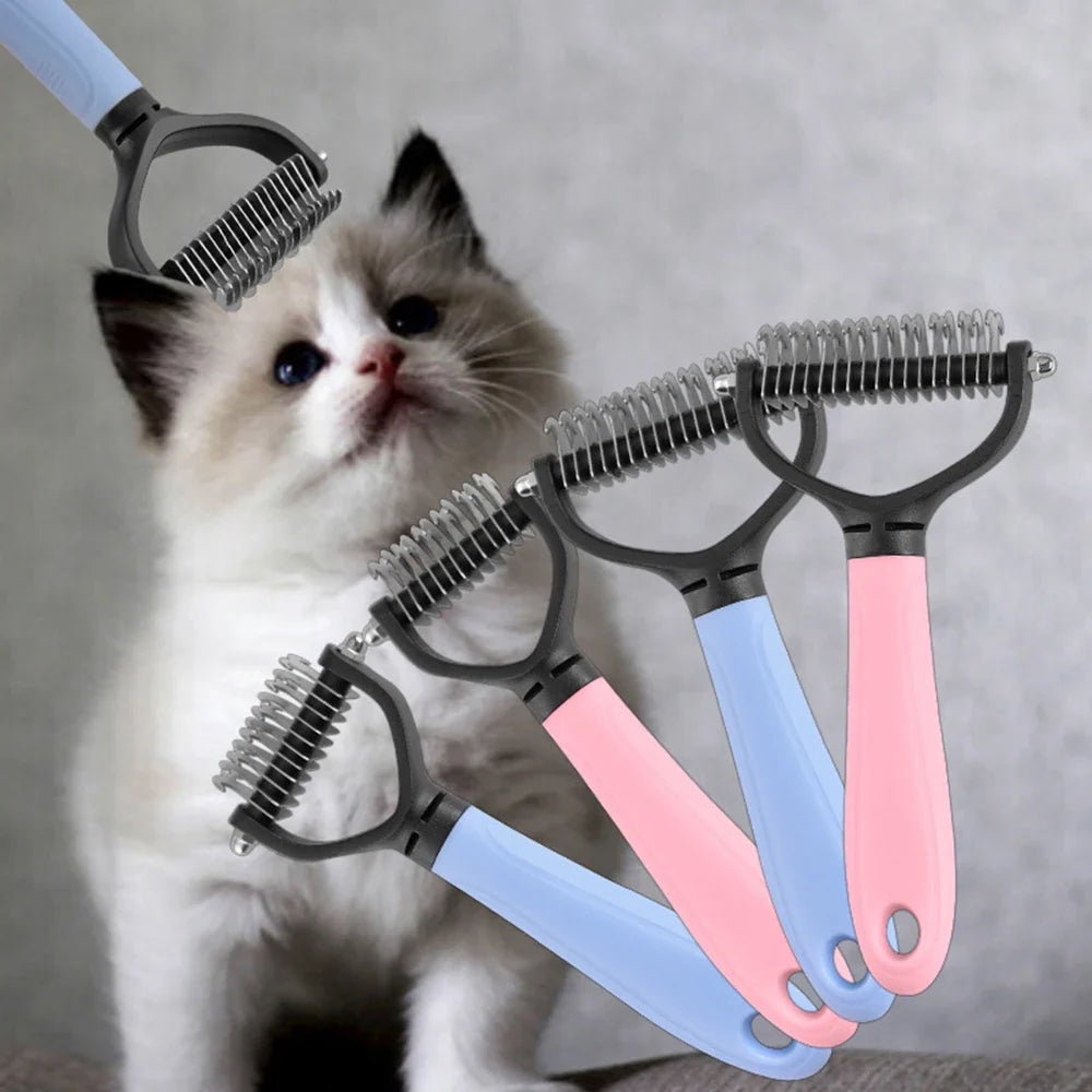 2-Sided Pet Dematting Comb | Undercoat Rake for Cats & Dogs