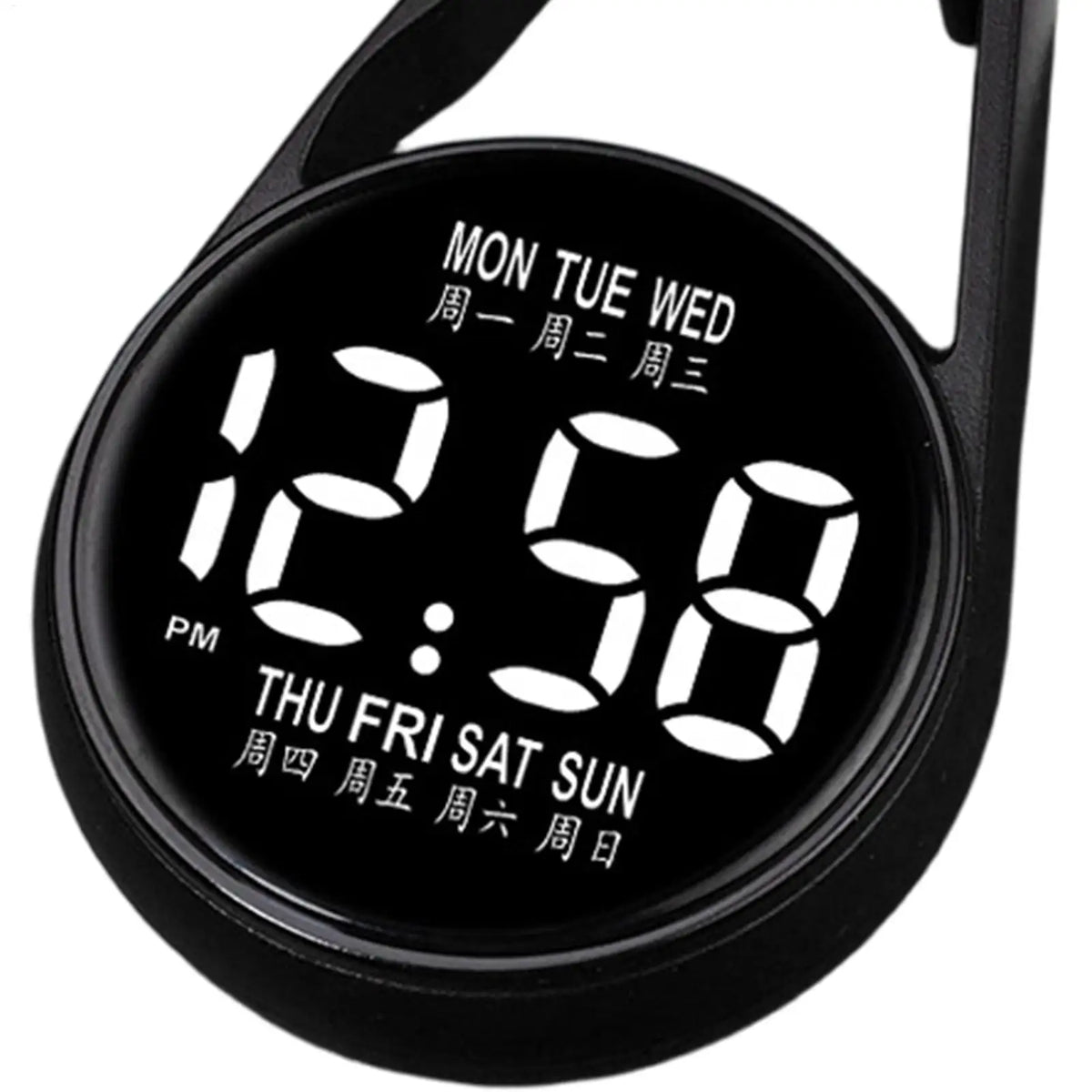 LED Digital Pocket Watch – Waterproof Night Glow Keychain Clip