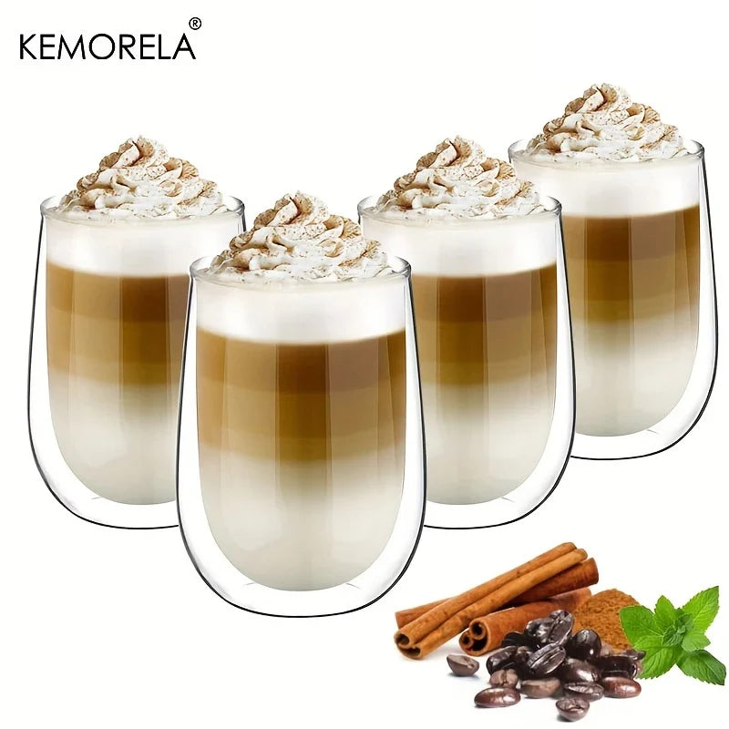 KEMORELA Latte Macchiato Glass Set 2/4 PCS – Coffee Glasses