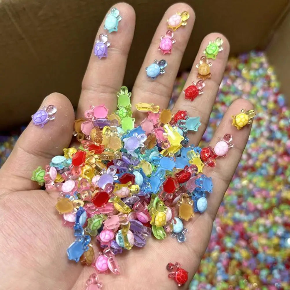 100-Pc 3D Resin Turtle Nail Charms – DIY Craft Decorations