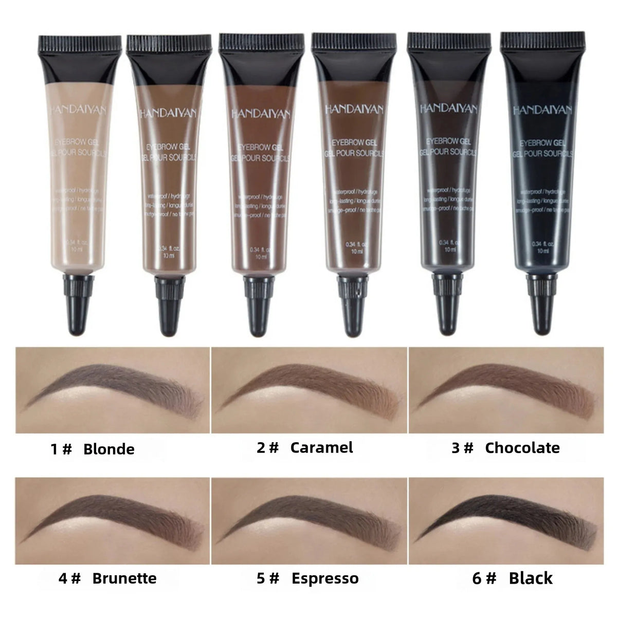 Handaiyan Waterproof Eyebrow Tint Gel – 6 Shades & Dual Brush