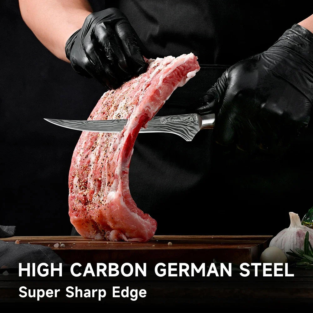 Sunnecko BBQ Carving Knife Set – 12" Slicing & 7" Boning Knife