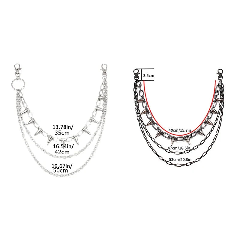 Hip-Hop Punk Metal Rivet Pants Chain – Unisex Waist Chain