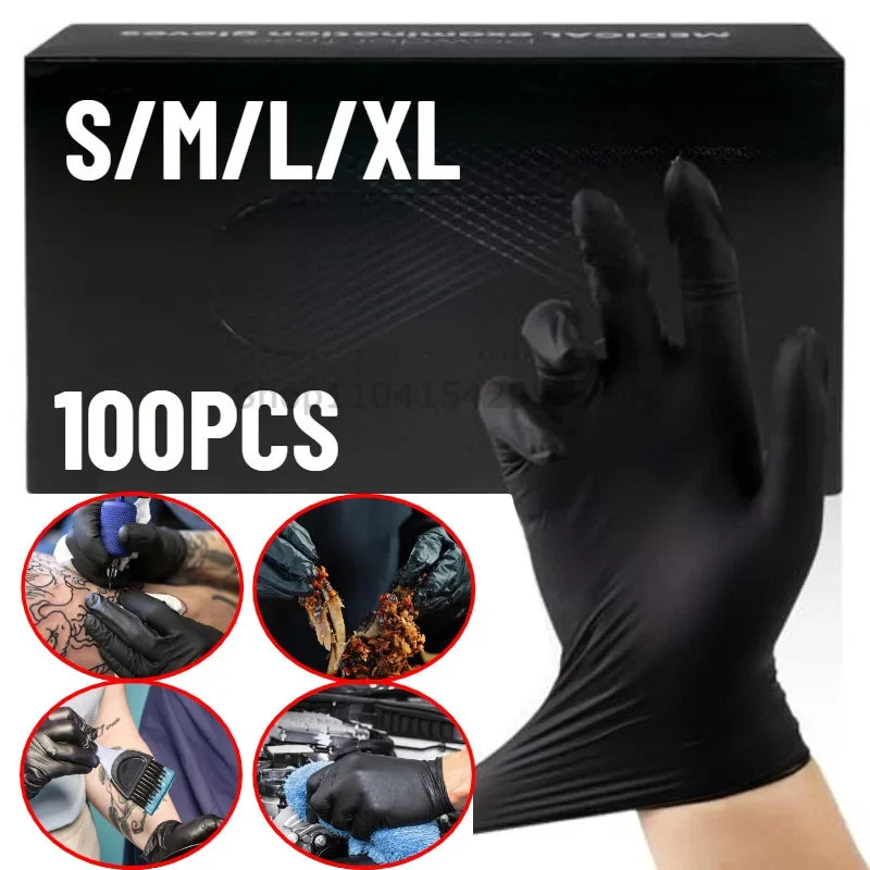 Disposable Black Nitrile Gloves 100 Pack – Powder & Latex Free