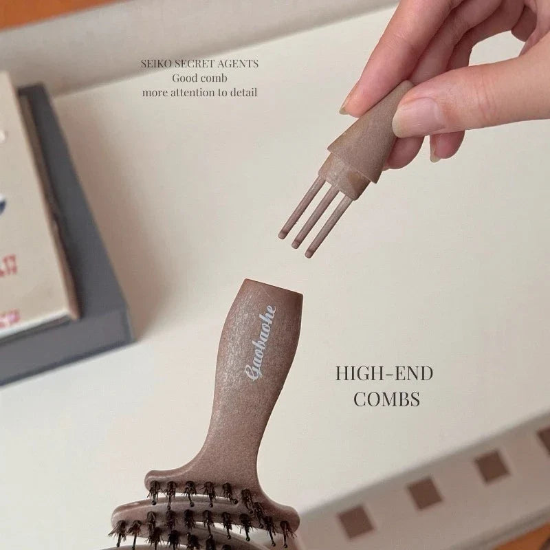 Boar Bristle Hair Brush & Scalp Massager – Anti-Static Paddle Comb