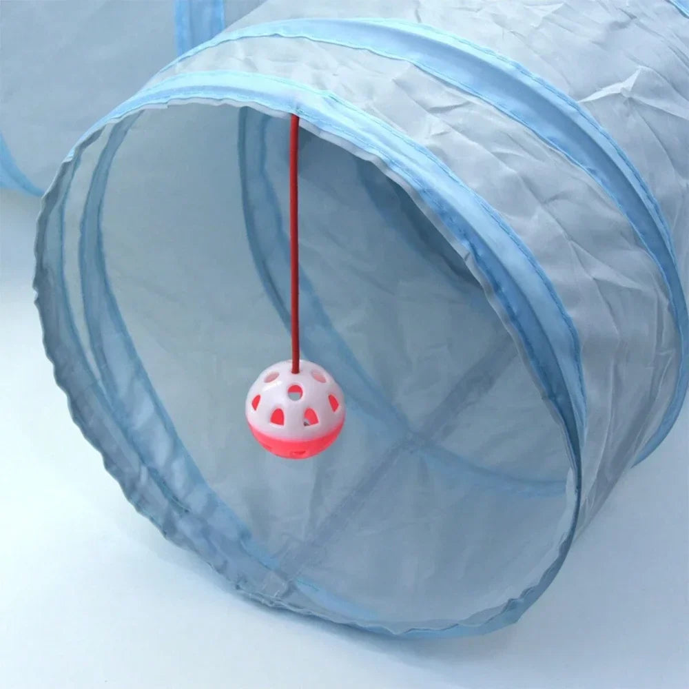 3-Way Foldable Cat Tunnel Toy with Peep Hole | Interactive