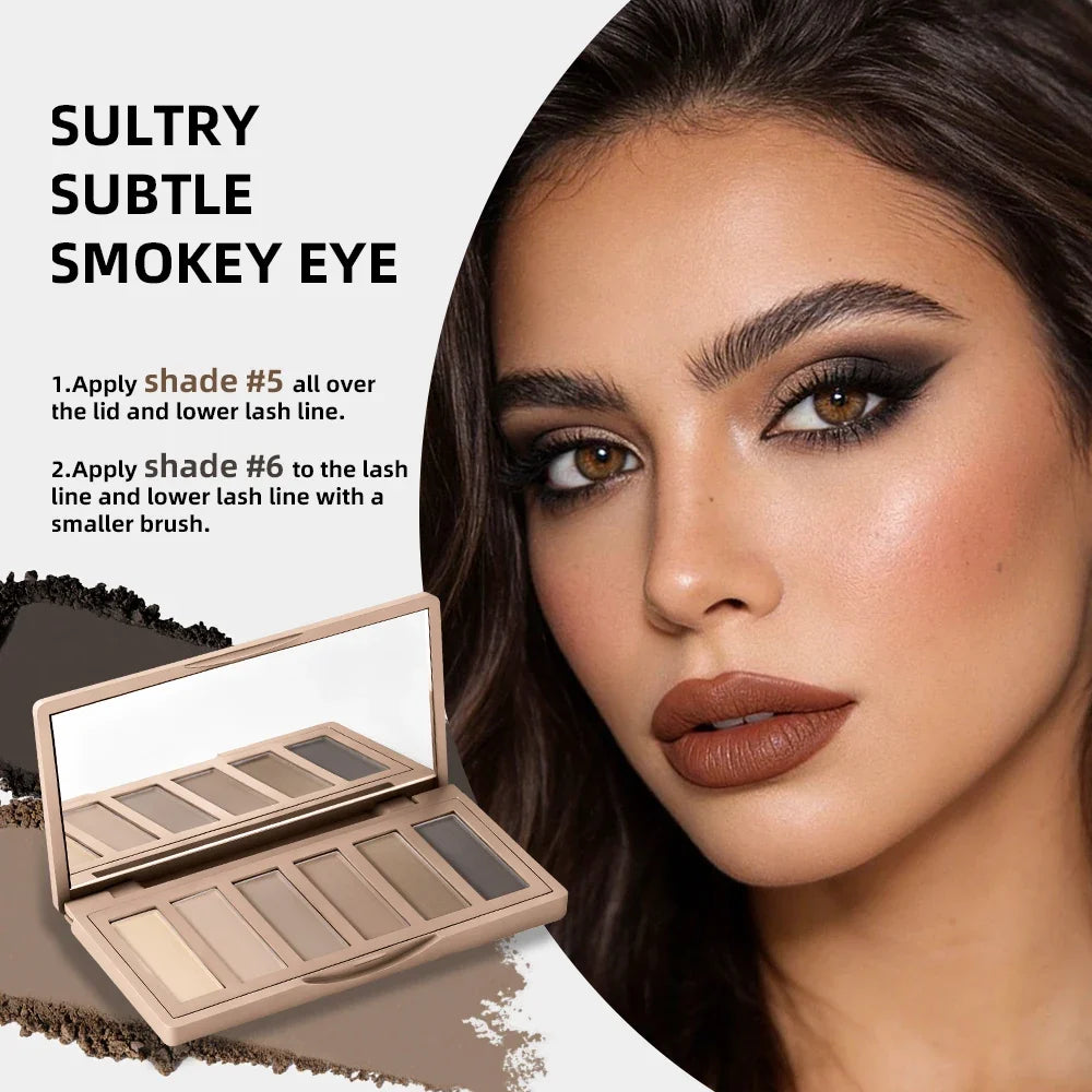 Lakerain 6-Color Matte Nude Eyeshadow Palette + Free Brush