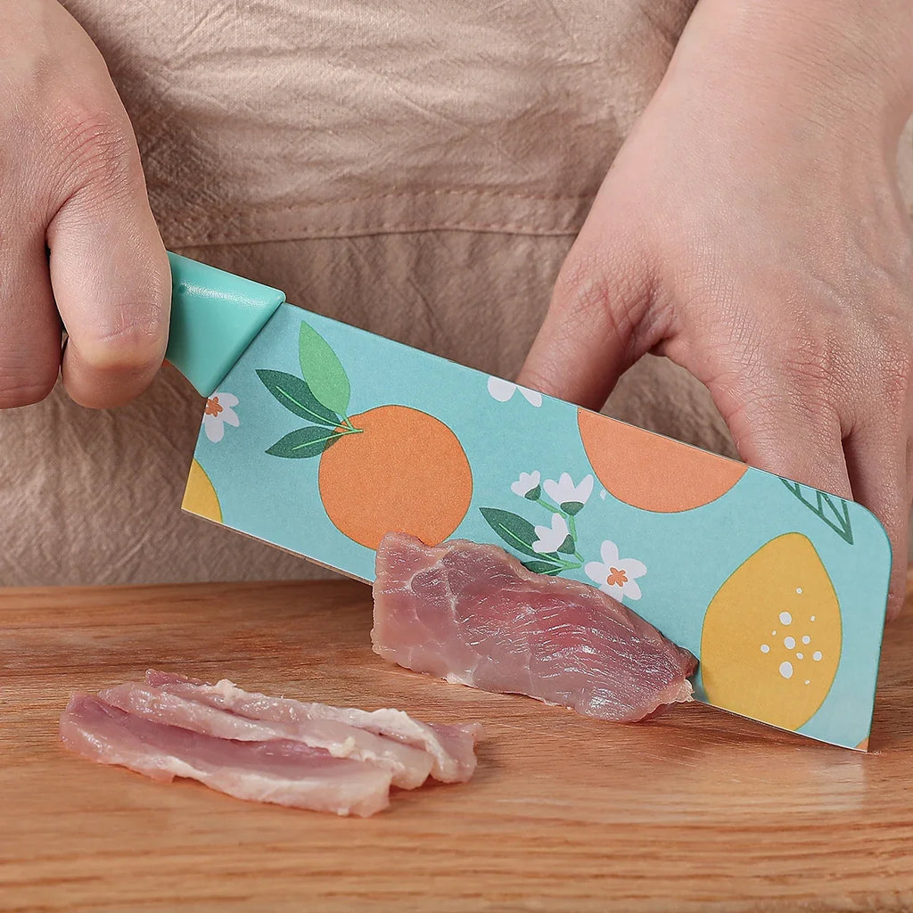 3-Piece Kitchen Knife Set – Stainless Steel Fruit Print Knives