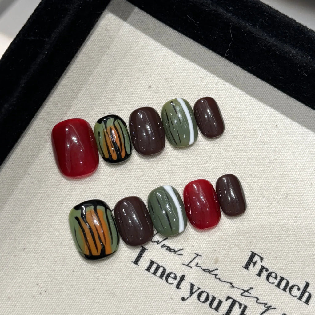 Handmade Butterfly Press-On Nails | Short Round Full Cover 10pcs