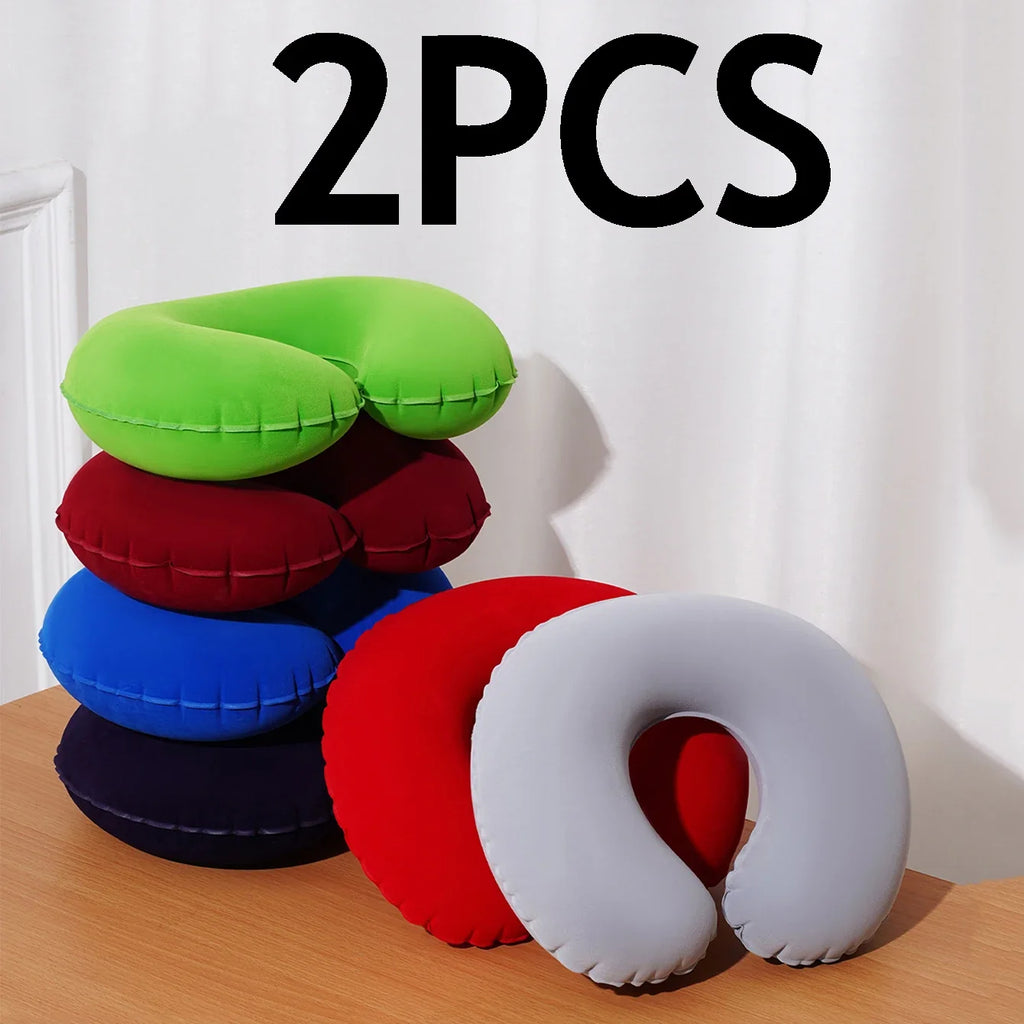 Inflatable U-Shaped Travel Neck Pillow – 2-Pack Foldable