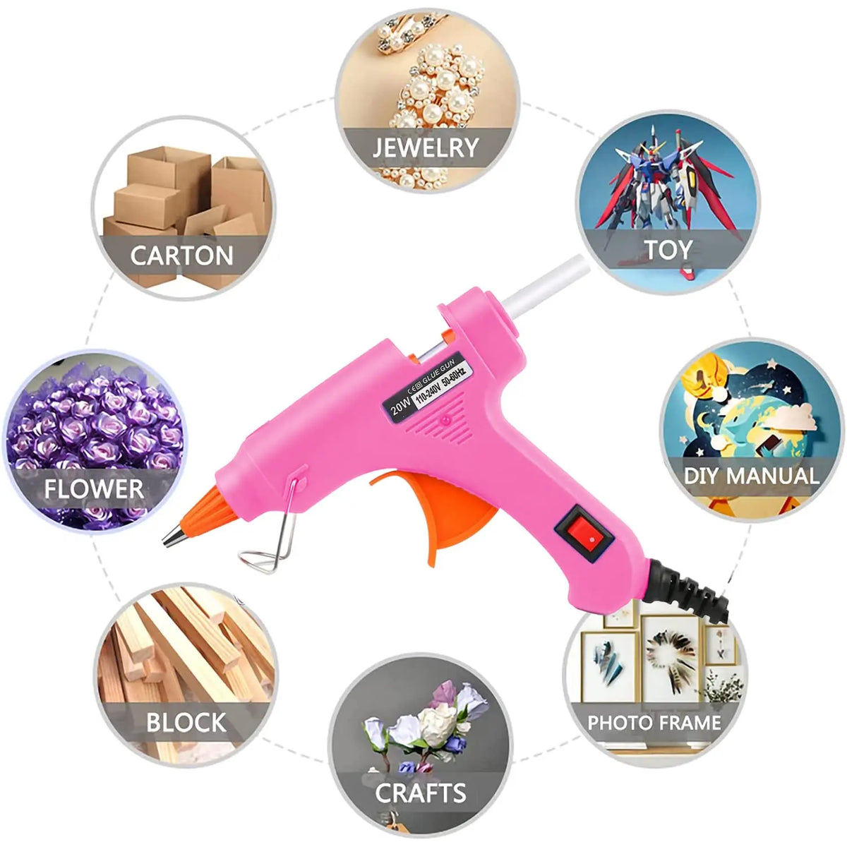 20W Hot Melt Glue Gun Kit with Glue Sticks for DIY Crafts