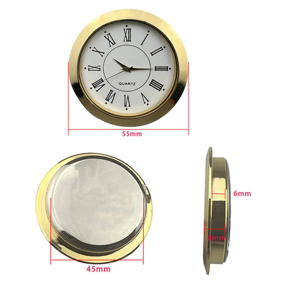 55mm Round Quartz Clock Insert – Arabic & Roman Numerals DIY