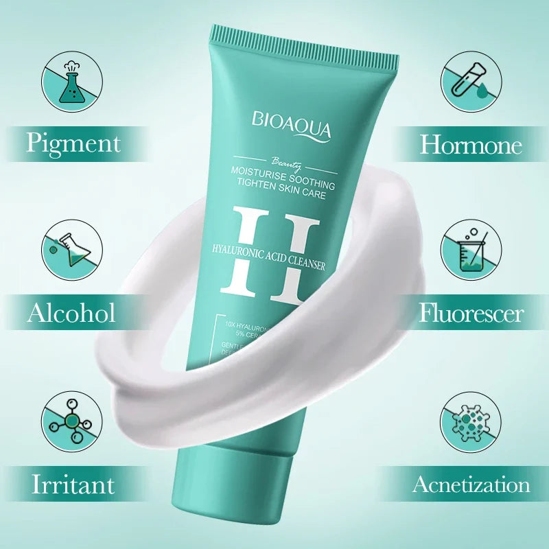 BIOAQUA Hyaluronic Acid Facial Cleanser – Moisturizing Foam Wash