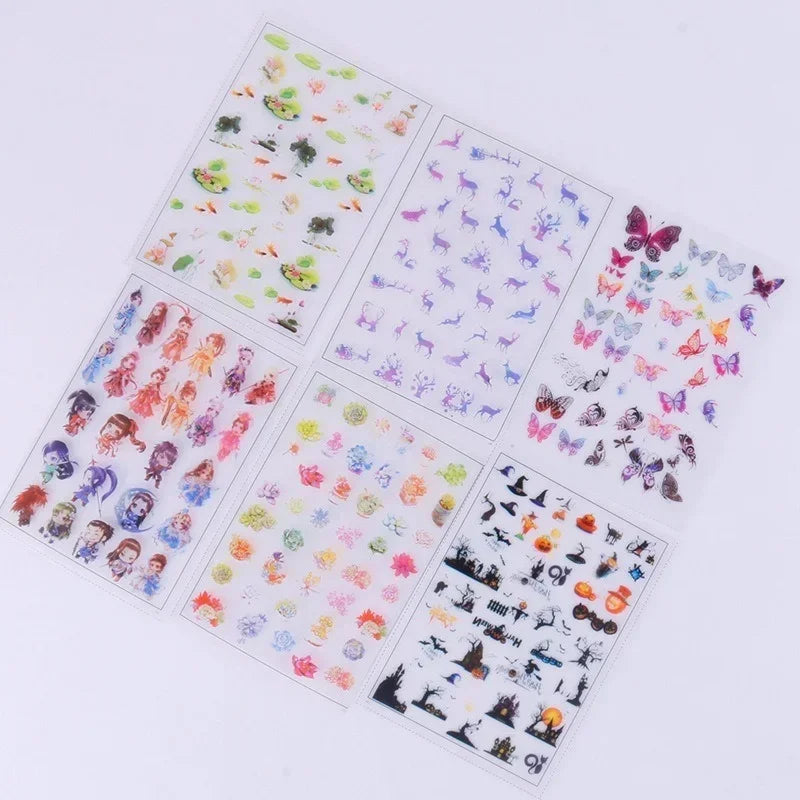Flower & Geometric Nail Water Transfer Stickers Mixed Colors