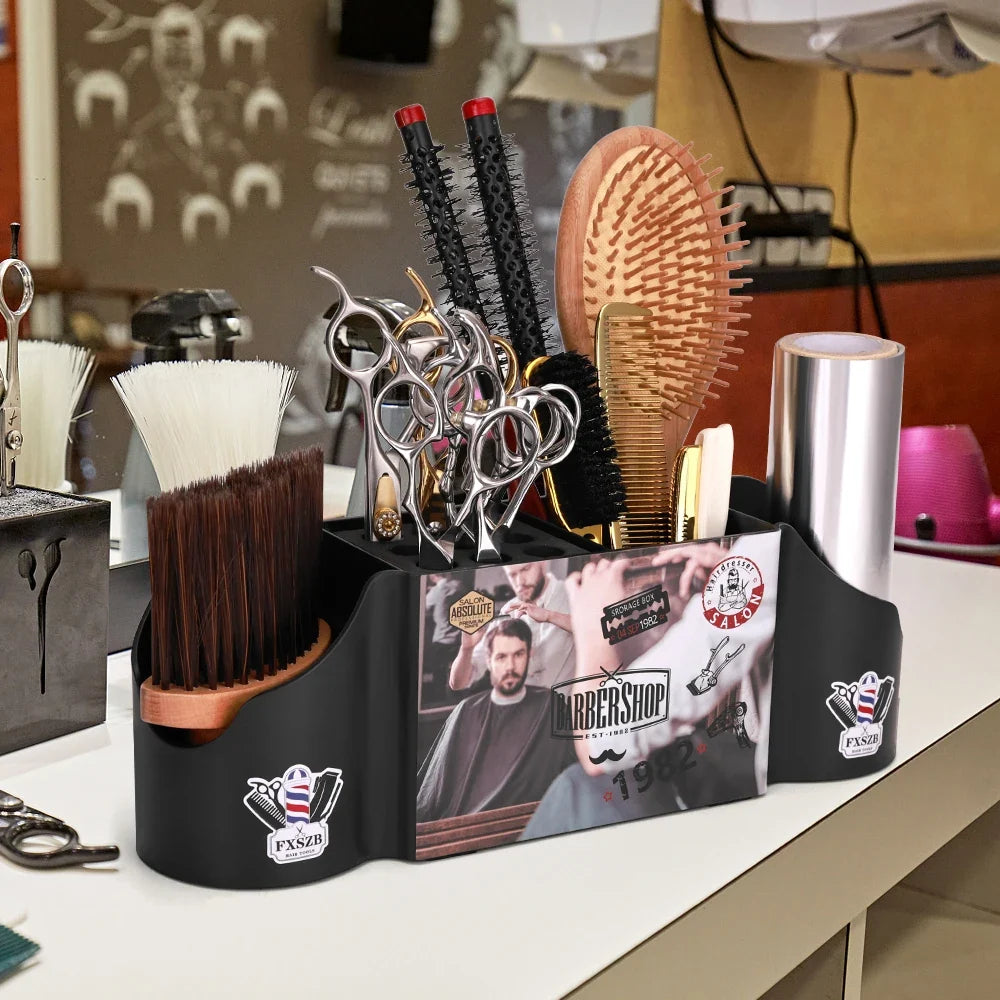 Salon Tool Organizer – Desktop Barber Storage Box for Scissors