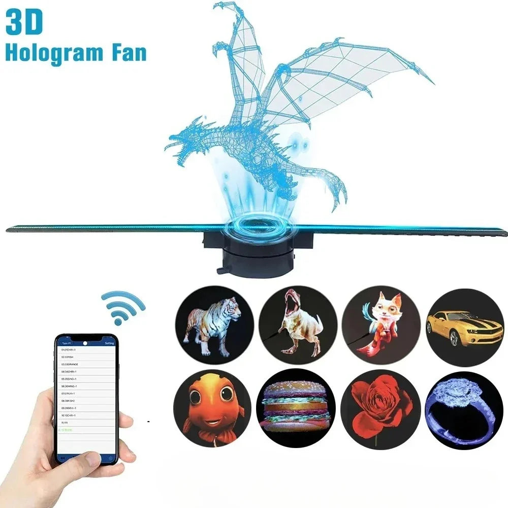 42cm 3D Holographic Fan Projector | WiFi LED DIY Logo Display